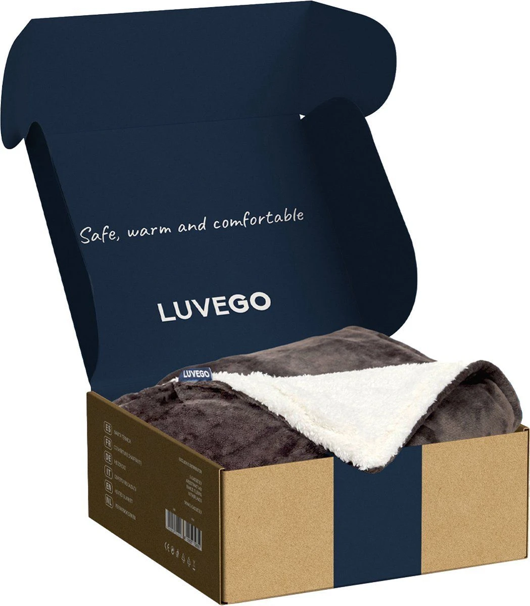 Luvego Fleece/sherpa Elektrische Deken - Dark Brown - Afbeelding 6