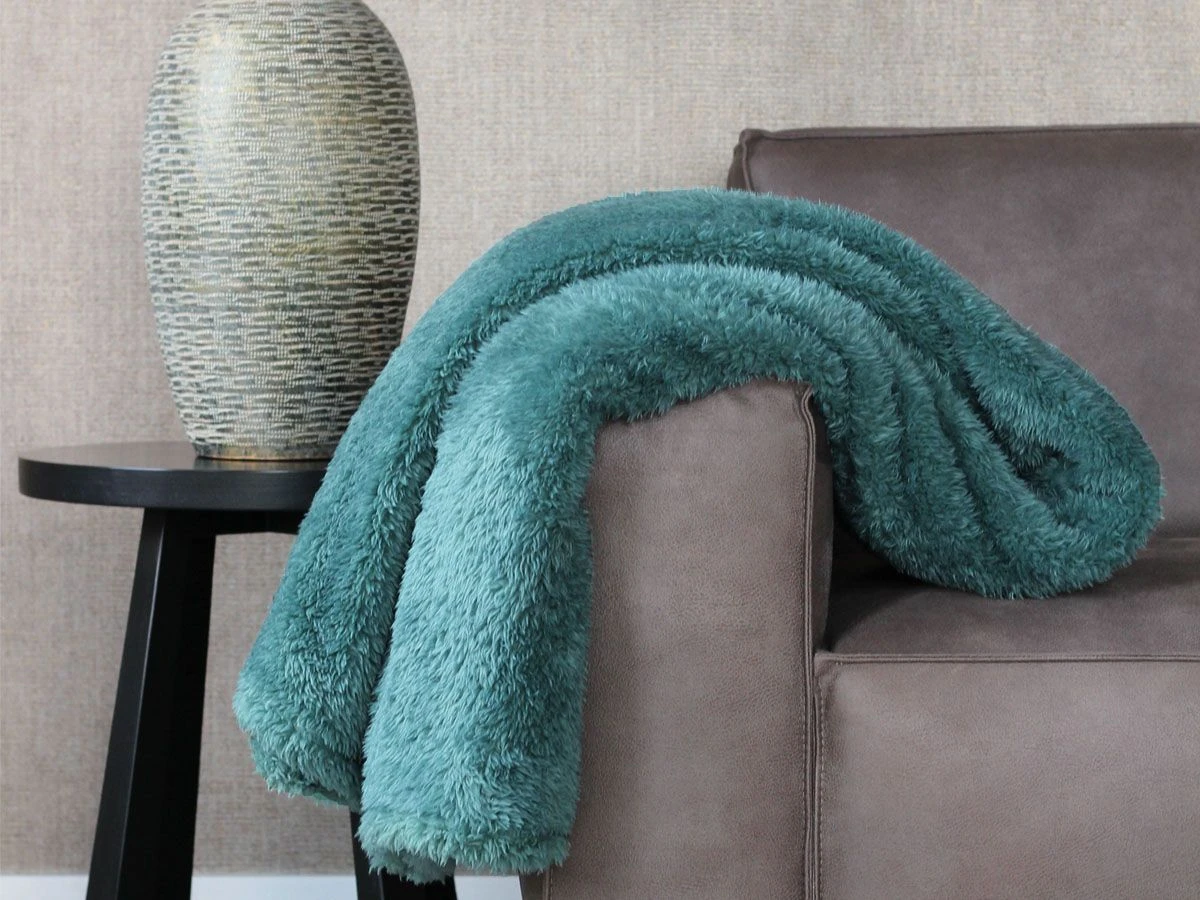 Merkloos PHLOX Teddy 130 X 170 Cm Plaid - Groen Blauw - Afbeelding 4