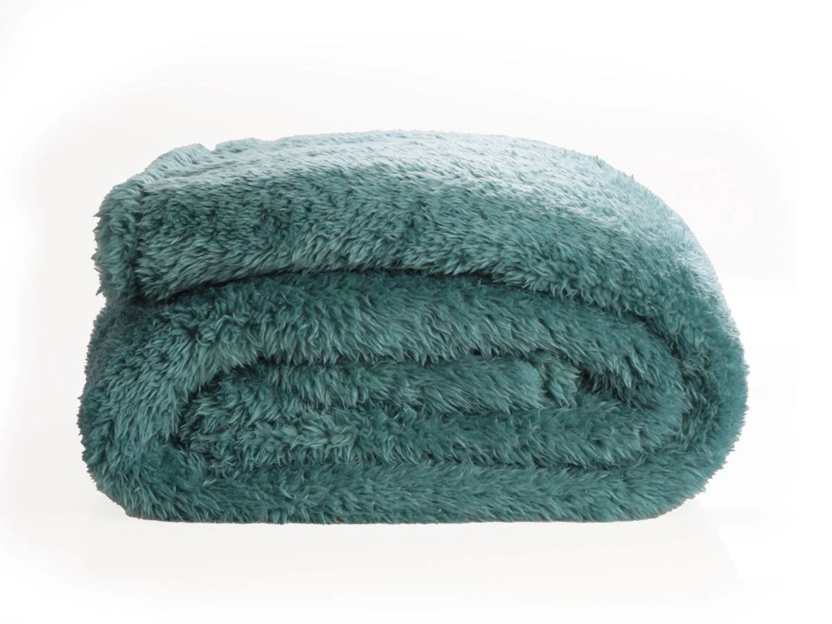 Merkloos PHLOX Teddy 130 X 170 Cm Plaid - Groen Blauw