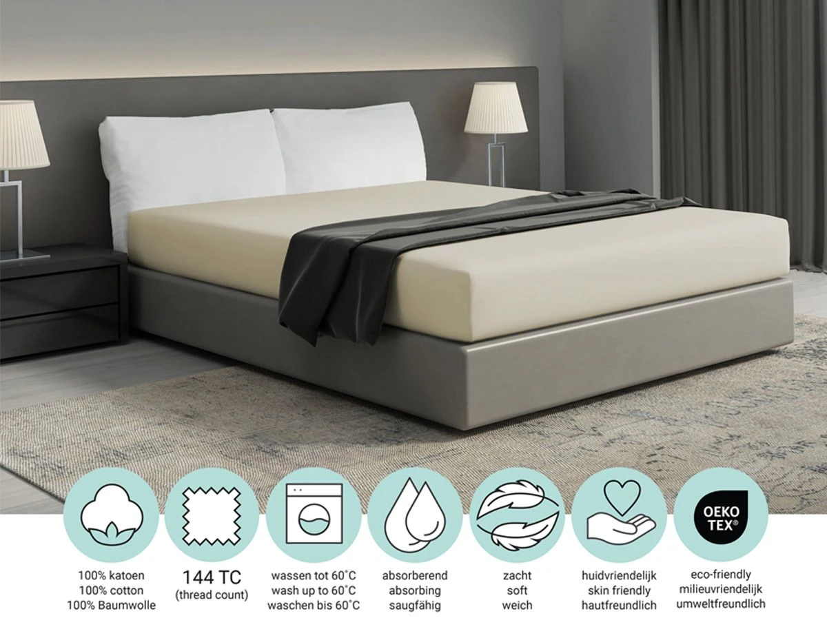 DoubleDry Home 90 X 200 Cm Hoeslaken - Crème - Afbeelding 4