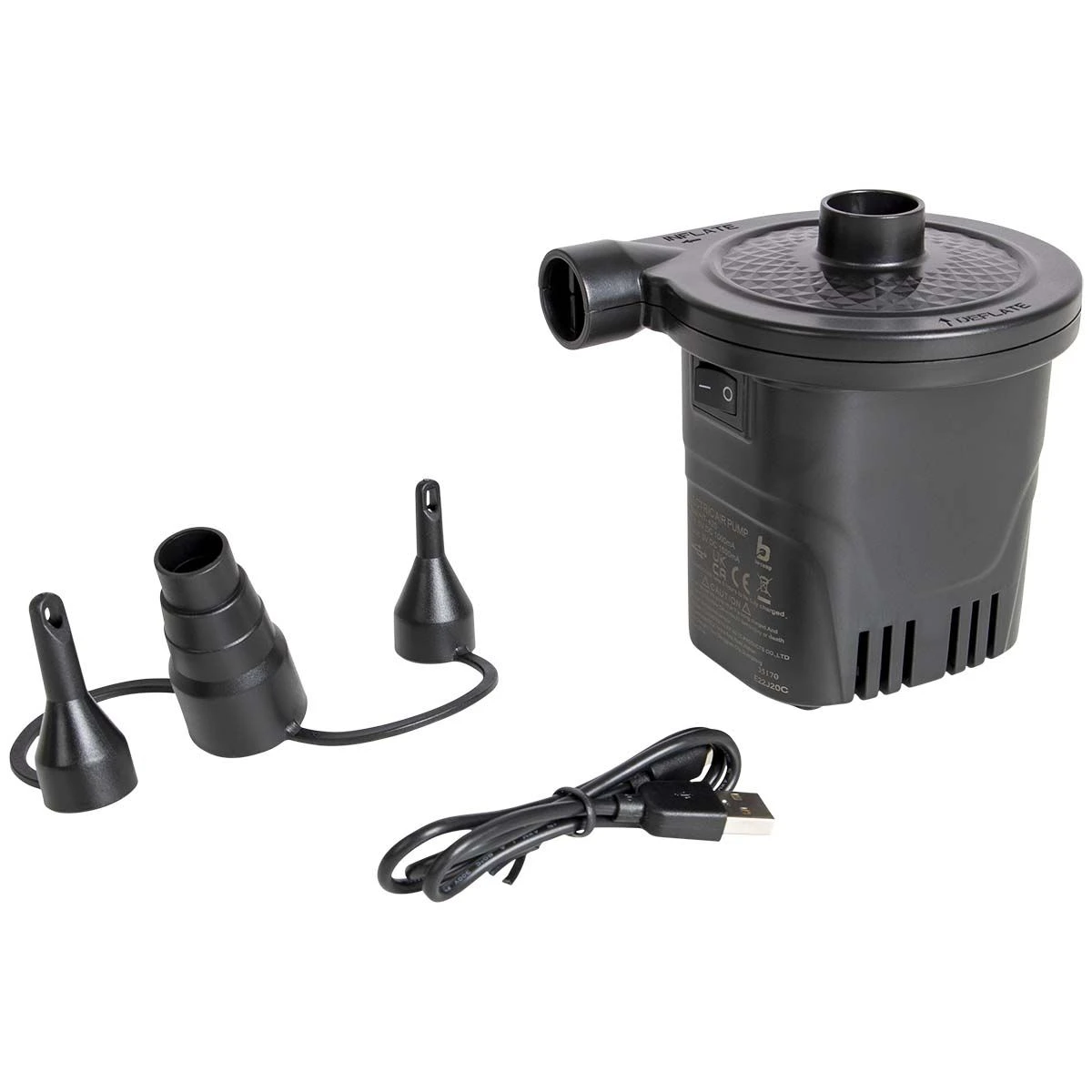 Bo-Camp USB 250 Ltr/min Elektrisch Oplaadbare Pomp - Afbeelding 2