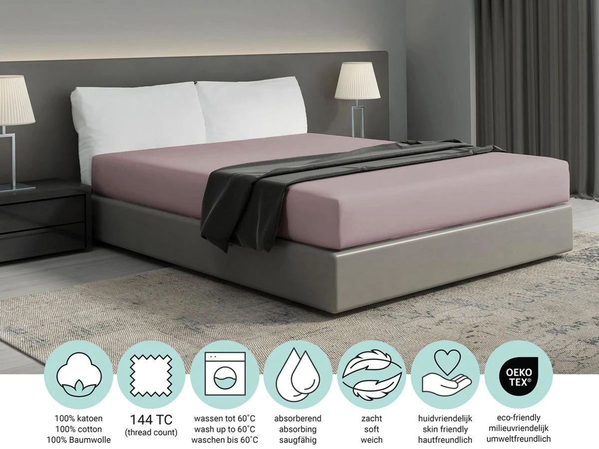 DoubleDry Home 90 X 200 Cm Hoeslaken - Lila - Afbeelding 4