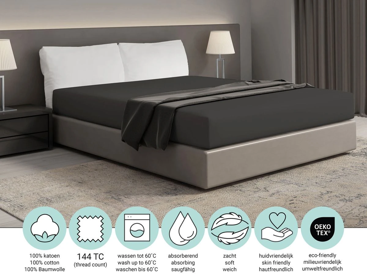 DoubleDry Home 140 X 200 Cm Hoeslaken - Antraciet - Afbeelding 4