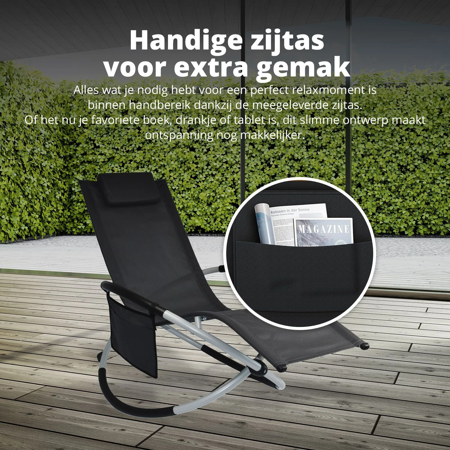FlinQ Aura Opvouwbare Loungestoel - Antraciet - Afbeelding 4