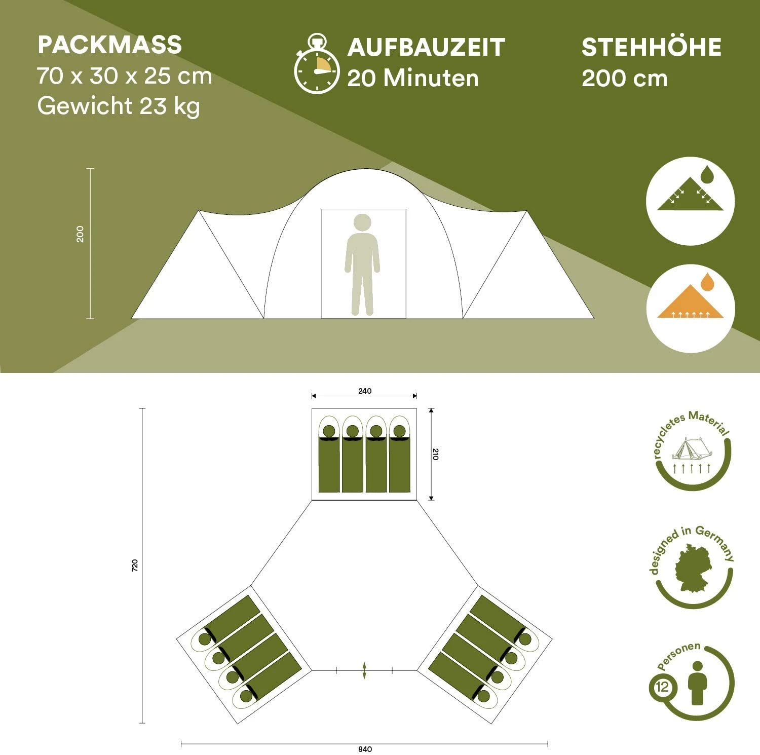 Skandika Turin 12 Beige Familietent - Afbeelding 6