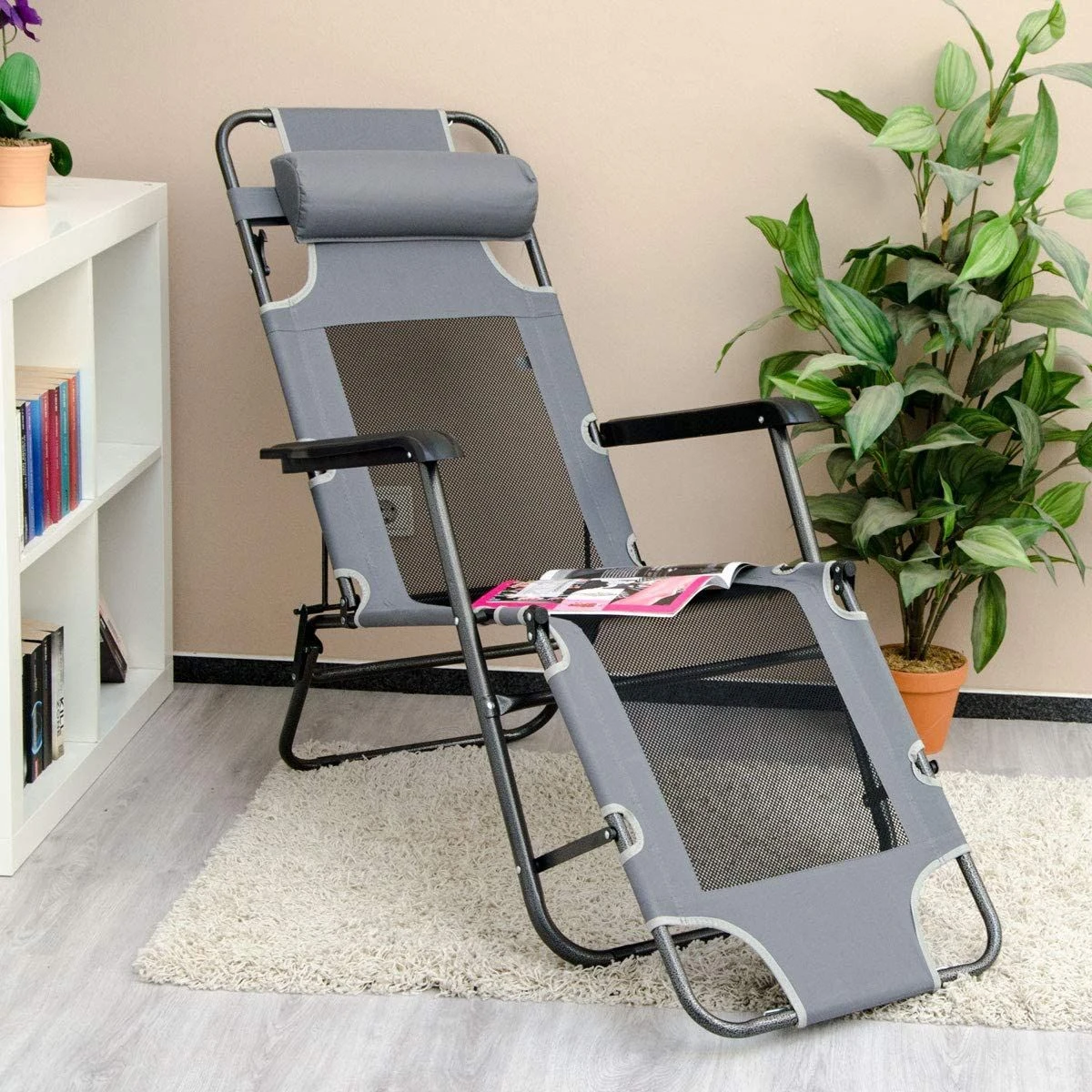 AMANKA 180 X 60 Verstelbare Relaxstoel - Dark Grey - Afbeelding 3