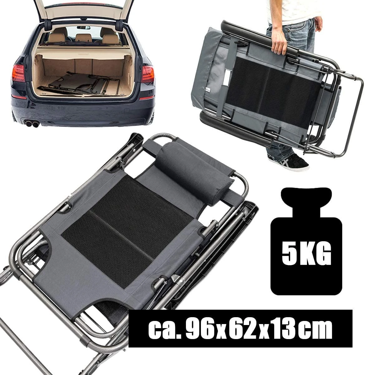 AMANKA 180 X 60 Verstelbare Relaxstoel - Dark Grey - Afbeelding 5