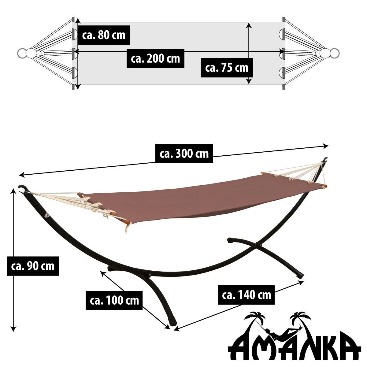 AMANKA 300 X 100 Hangmat Met Frame - Brown - Afbeelding 6