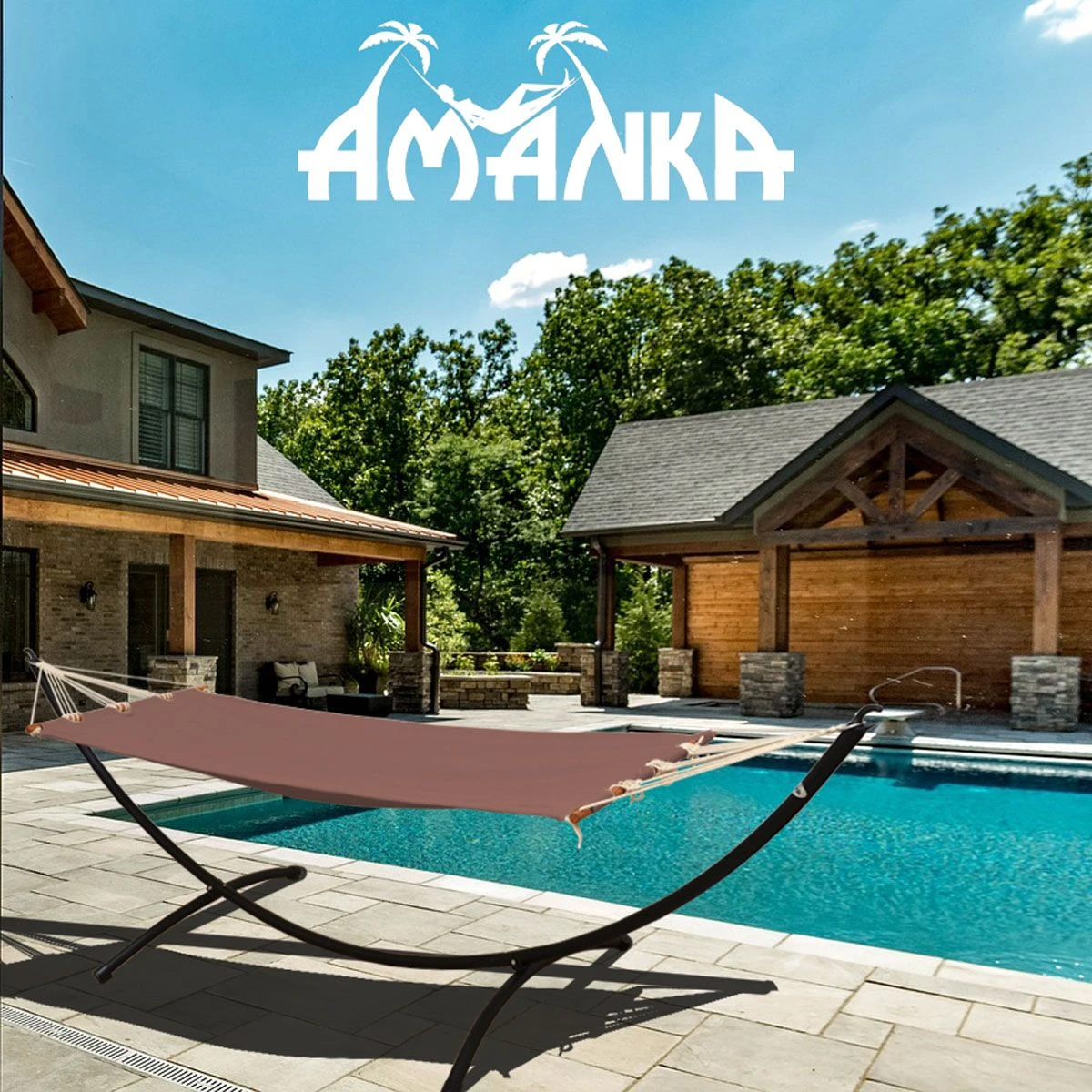AMANKA 300 X 100 Hangmat Met Frame - Brown - Afbeelding 4