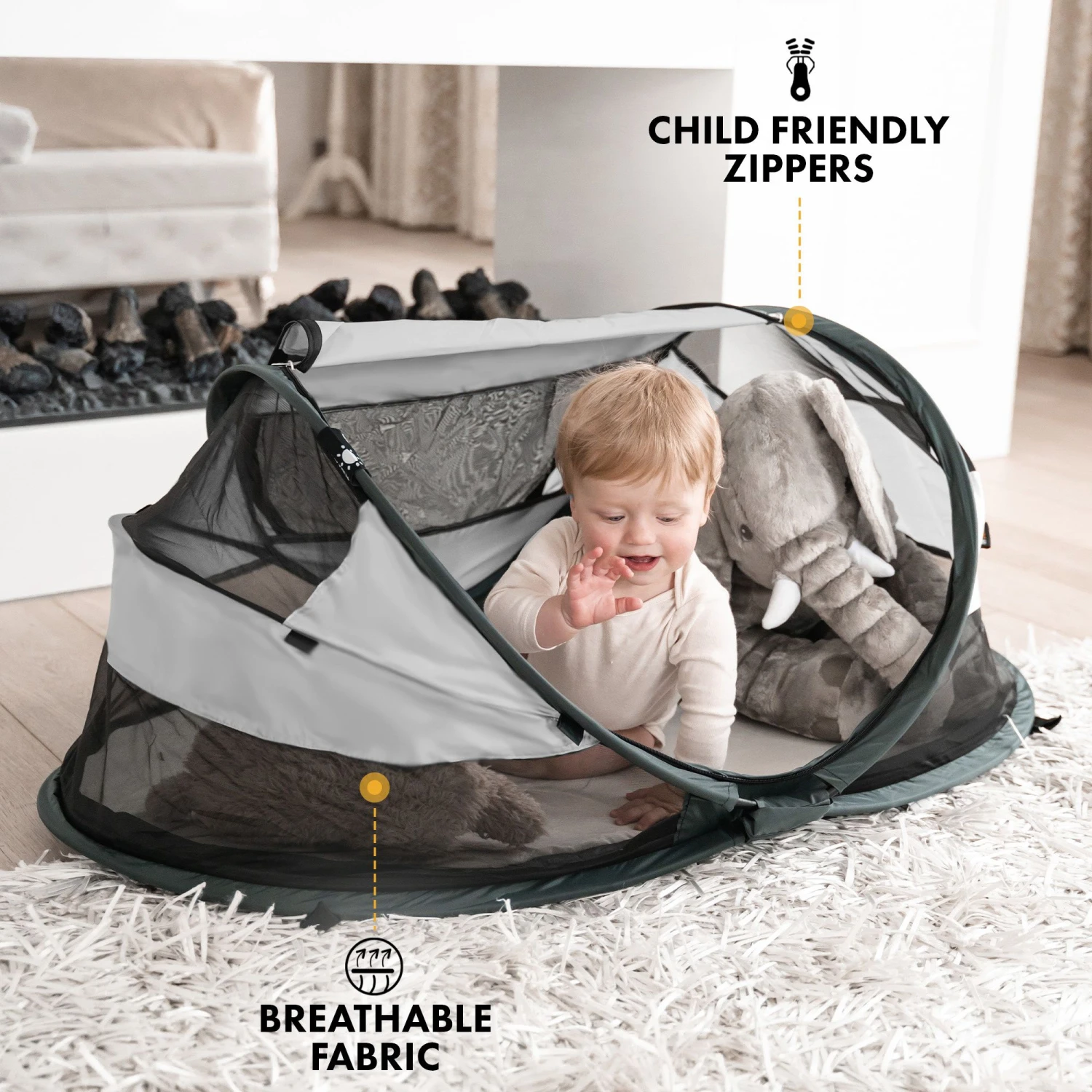 Deryan Baby Luxe Campingbedje Met Zelfopblaasbare Matras - Afbeelding 3