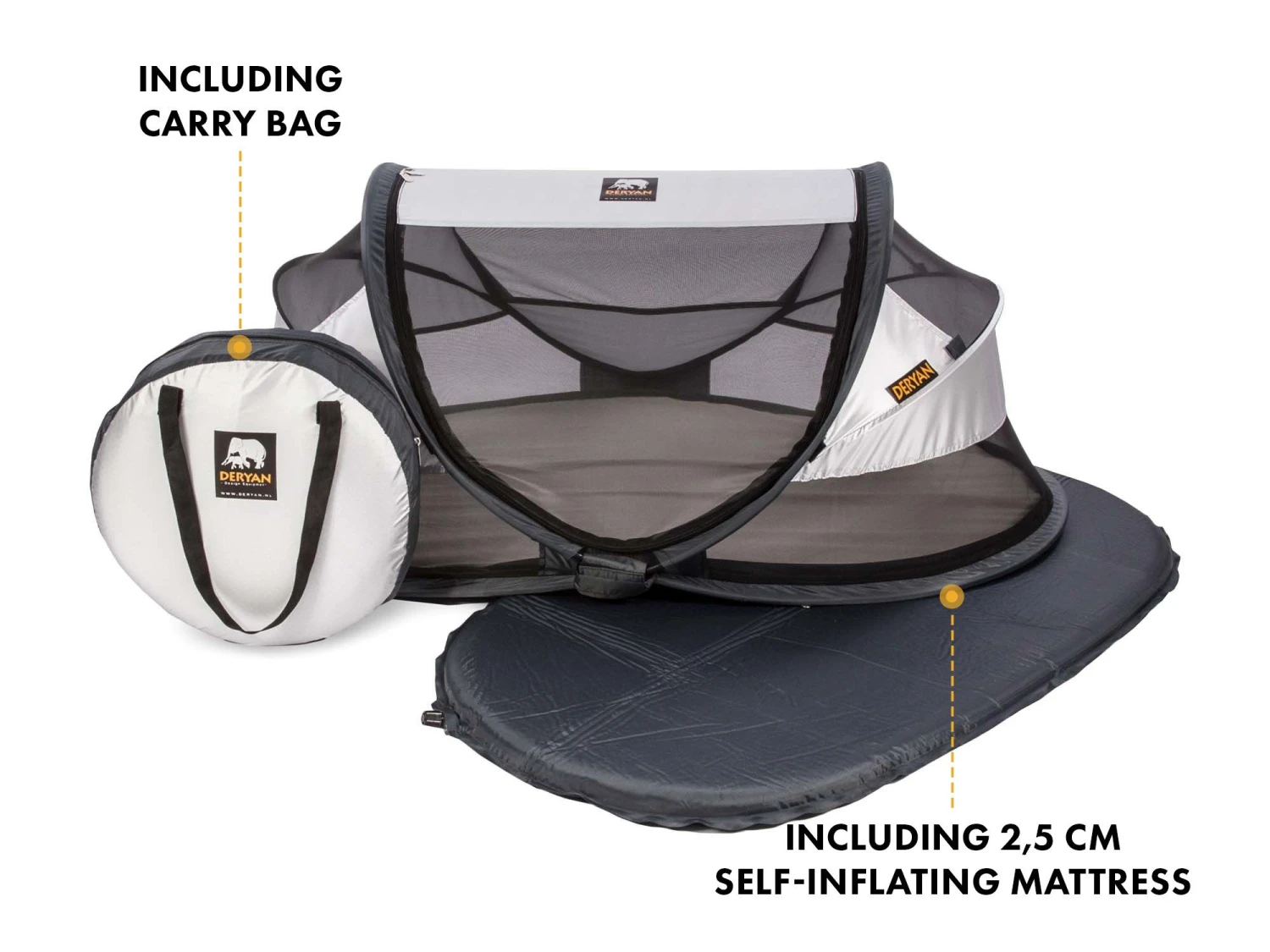 Deryan Baby Luxe Campingbedje Met Zelfopblaasbare Matras - Afbeelding 2