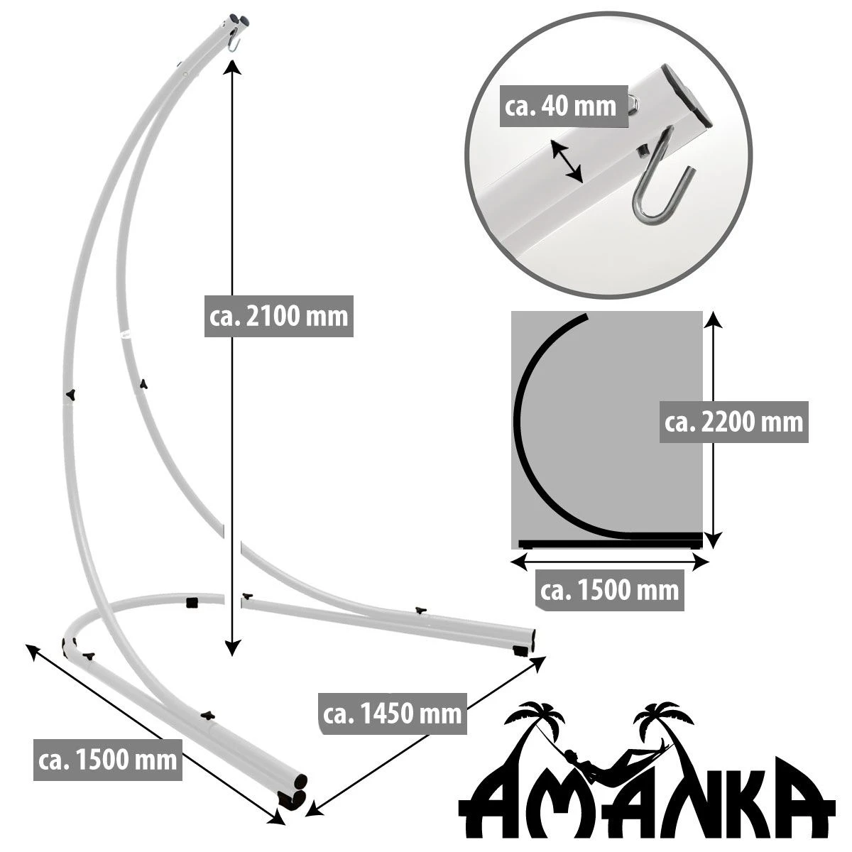 AMANKA 210 Cm Tot 150 Kg Hangstoelframe - Afbeelding 6