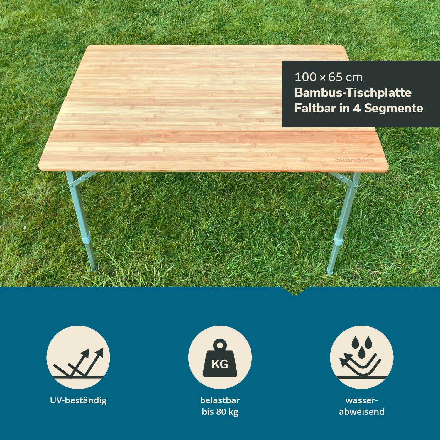 Skandika Tolja 100 X 65 Bamboe Campingtafel - Afbeelding 2