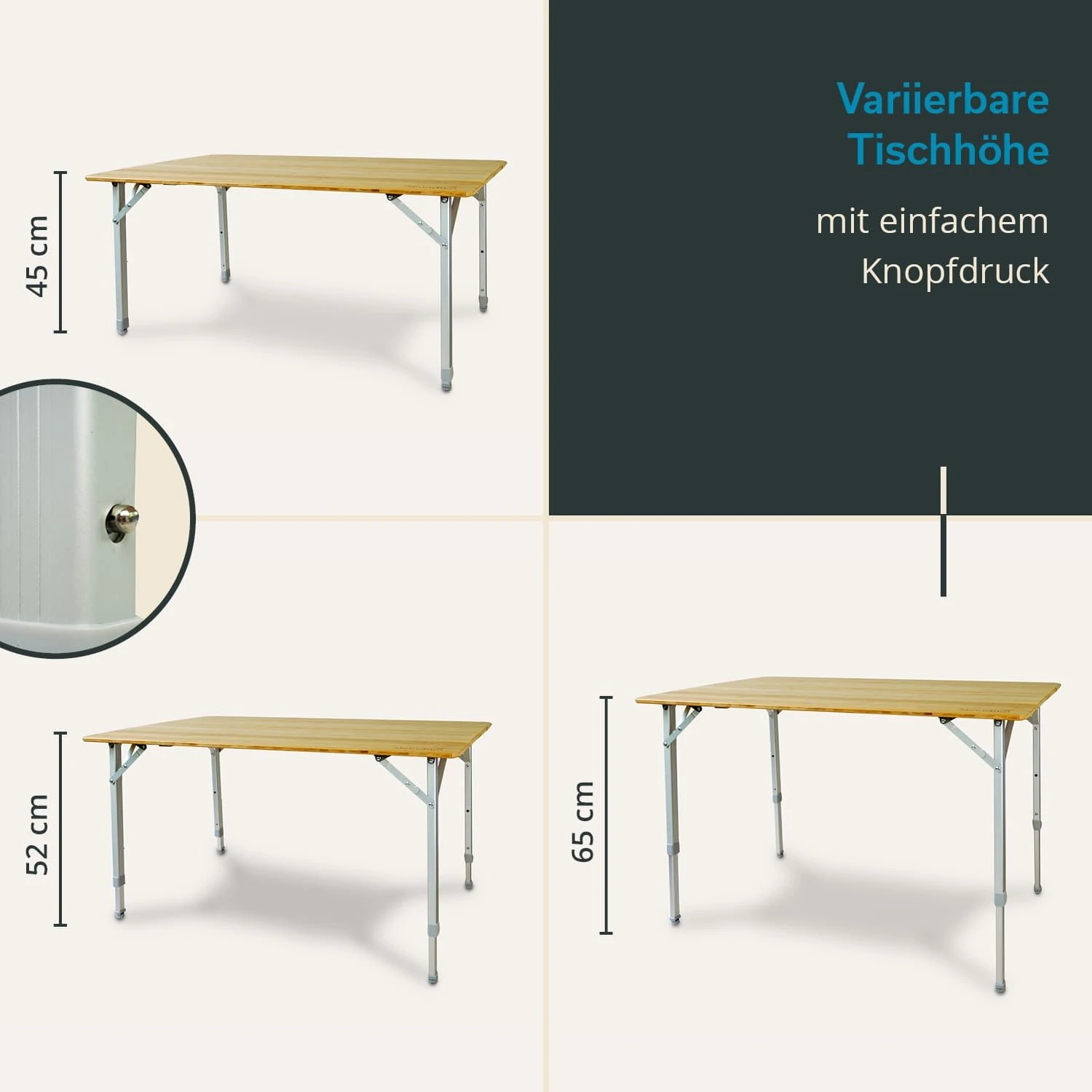 Skandika Tolja 100 X 65 Bamboe Campingtafel - Afbeelding 3