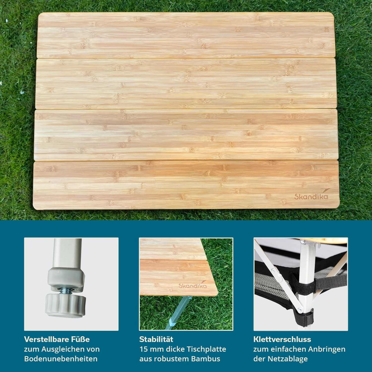 Skandika Tolja 100 X 65 Bamboe Campingtafel - Afbeelding 4