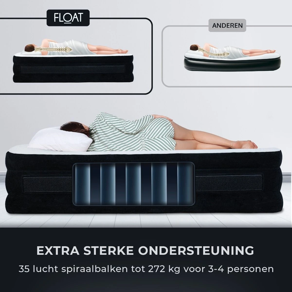 Merkloos FLOAT VersaVento 2 Persoons Luchtbed Met Pomp En Zijzakken - Afbeelding 2