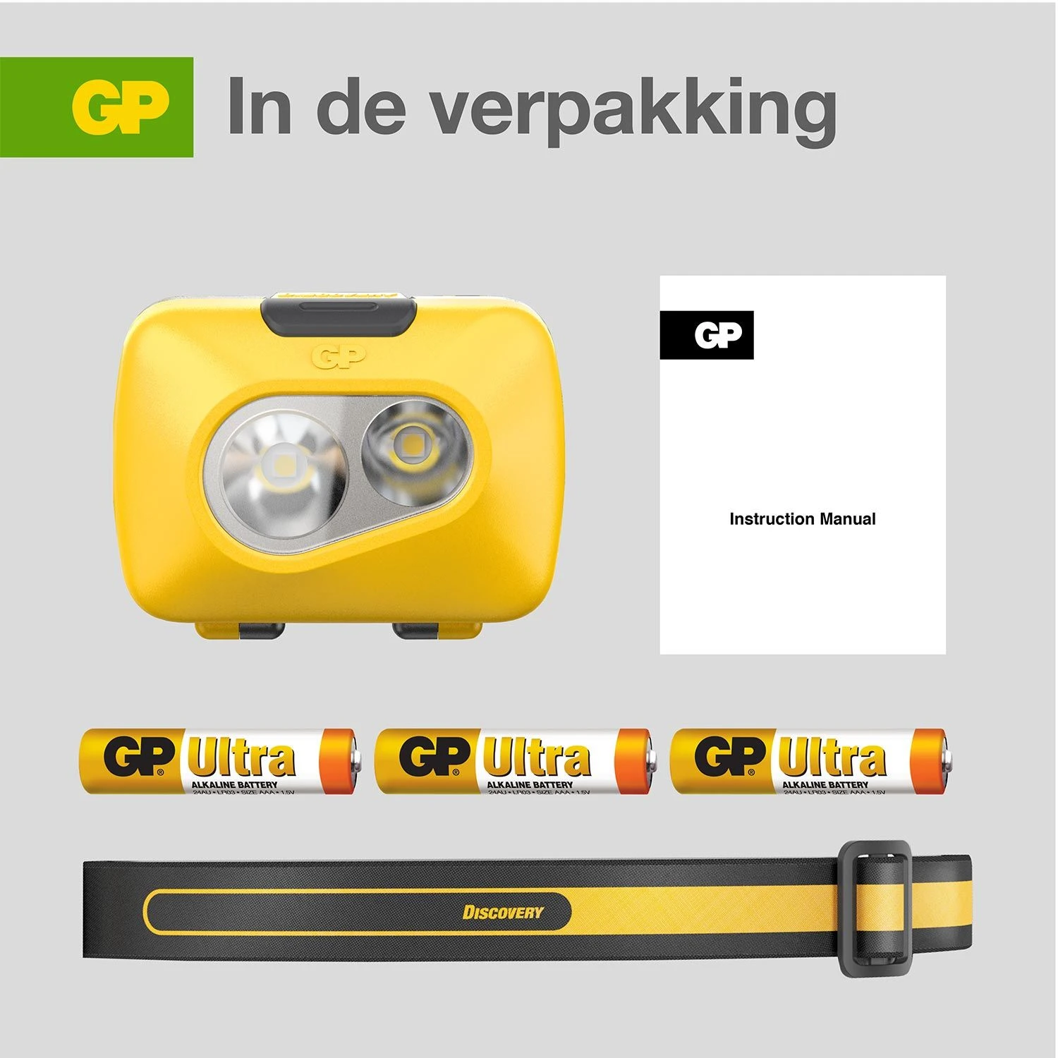 Merkloos GP CH32 100 Lm Hoofdlamp - 3x AAA - Afbeelding 4