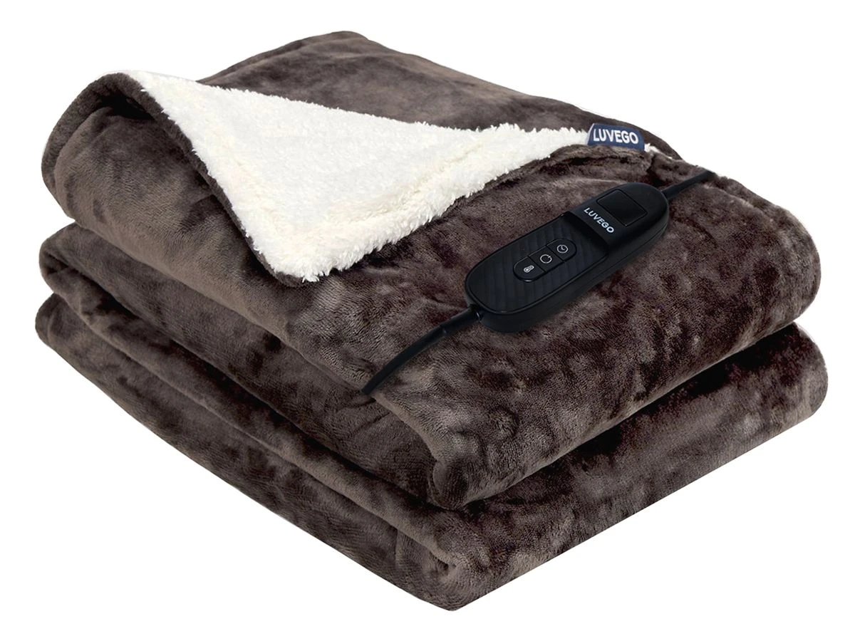 Luvego Fleece/sherpa Elektrische Deken - Dark Brown