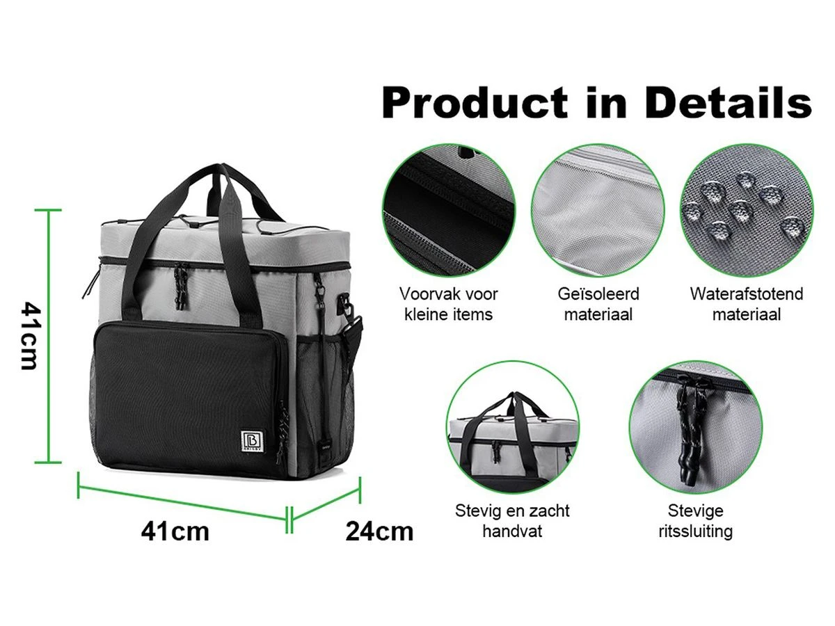 Merkloos Brisby 4-laags Geïsoleerde 40 Liter Koeltas - Grey - Afbeelding 5