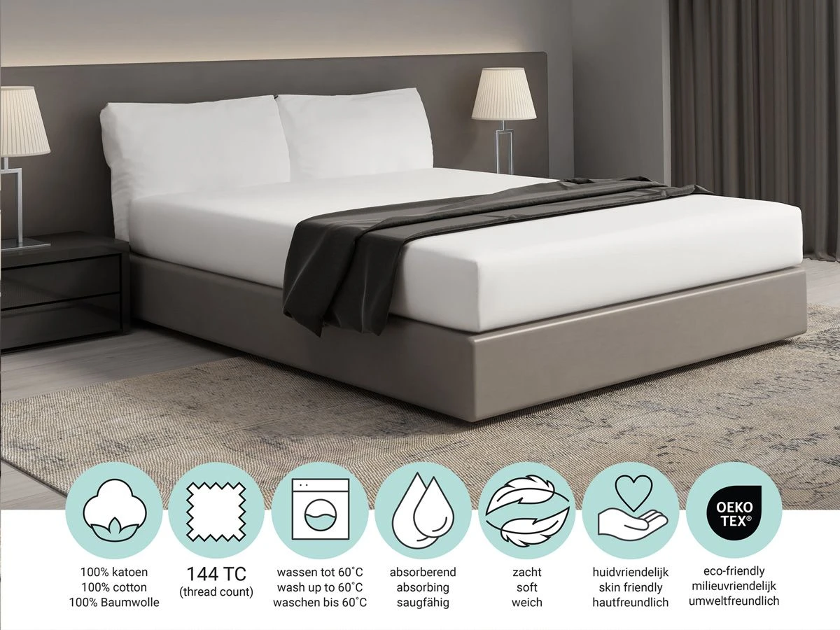 DoubleDry Home Wit Hoeslaken - 180 X 200 Cm - Afbeelding 5