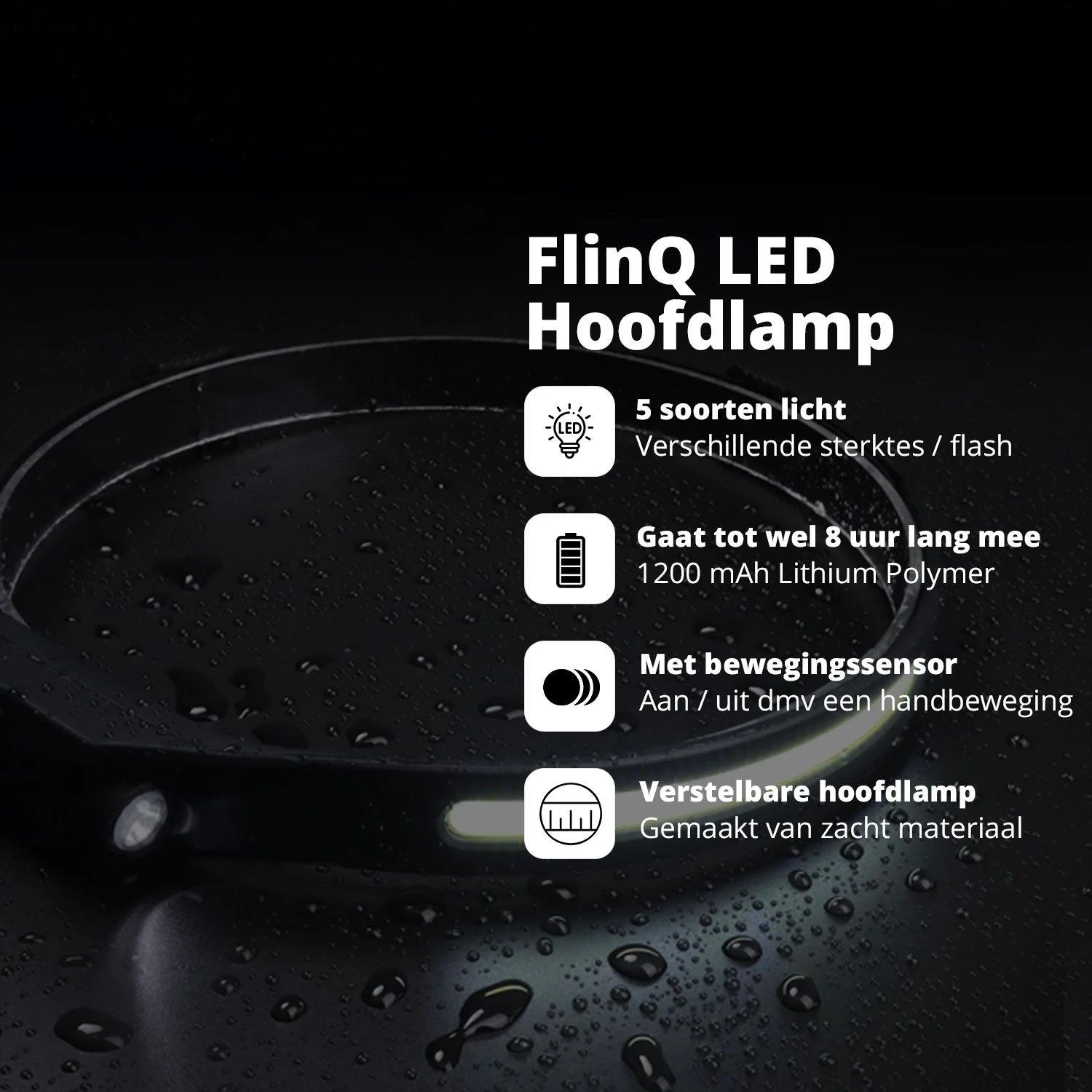 FlinQ Oplaadbare LED Hoofdlamp - Afbeelding 4