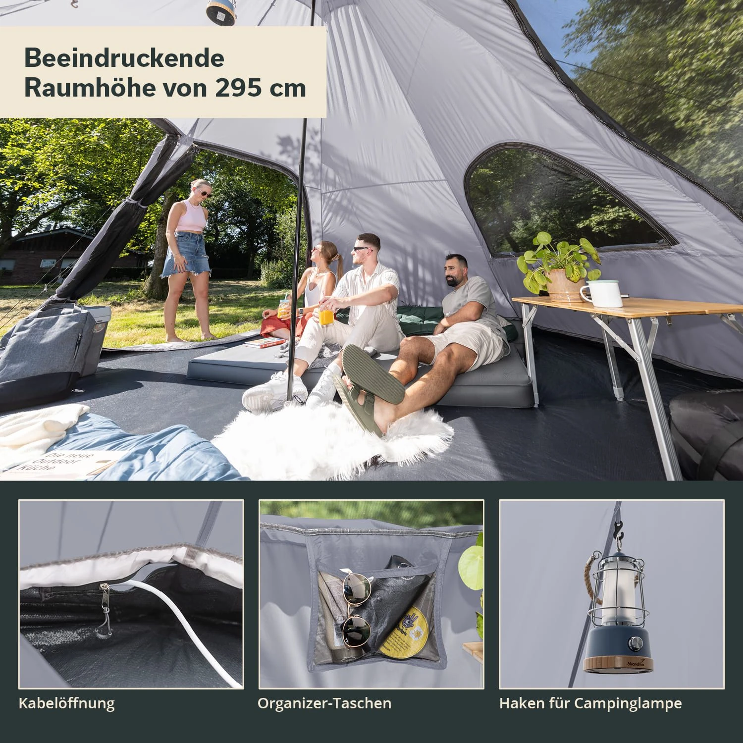 Skandika Hetta 460 Protect Tent - Grey - Afbeelding 4