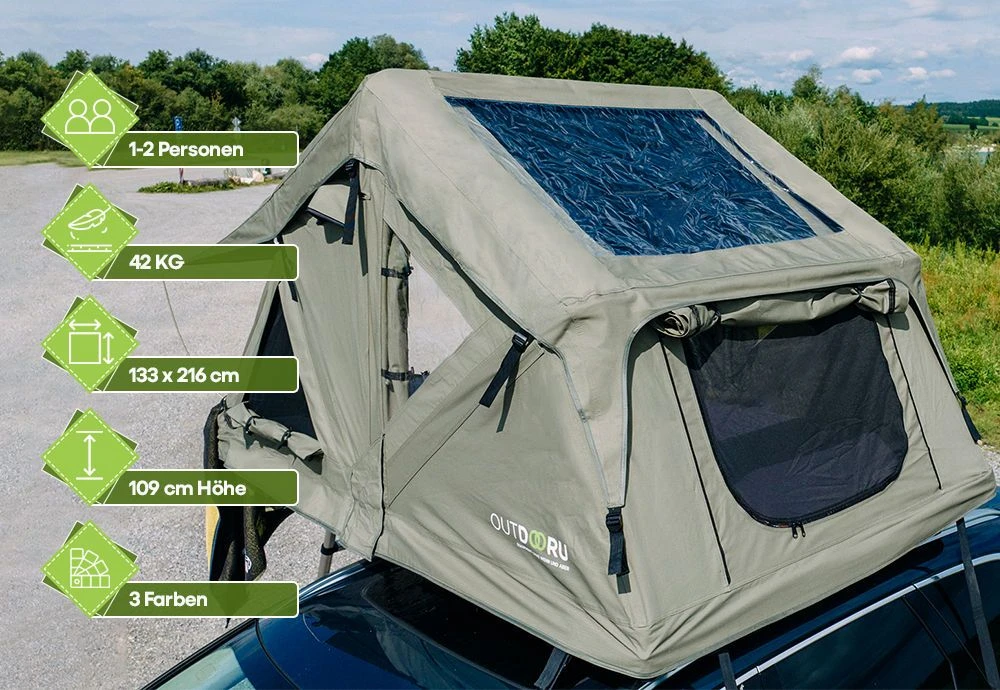 OutdoorU Compact 2-persoons Daktent - Grey - Afbeelding 2