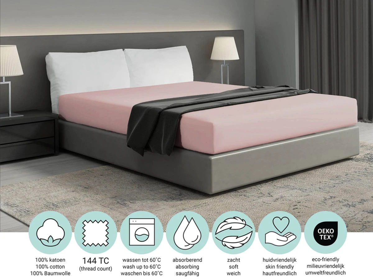 DoubleDry Home 90 X 200 Cm Hoeslaken - Perzik - Afbeelding 4