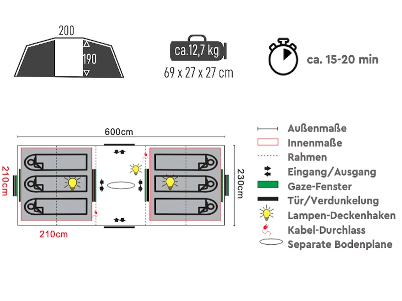 TAMBU Mandapa 6 Vis-à-Vis Tunneltent - Afbeelding 3