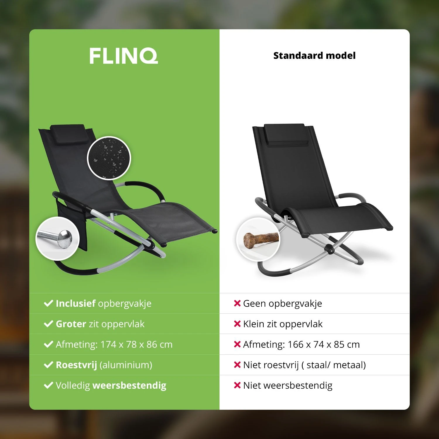 FlinQ Aura Opvouwbare Loungestoel - Antraciet - Afbeelding 5