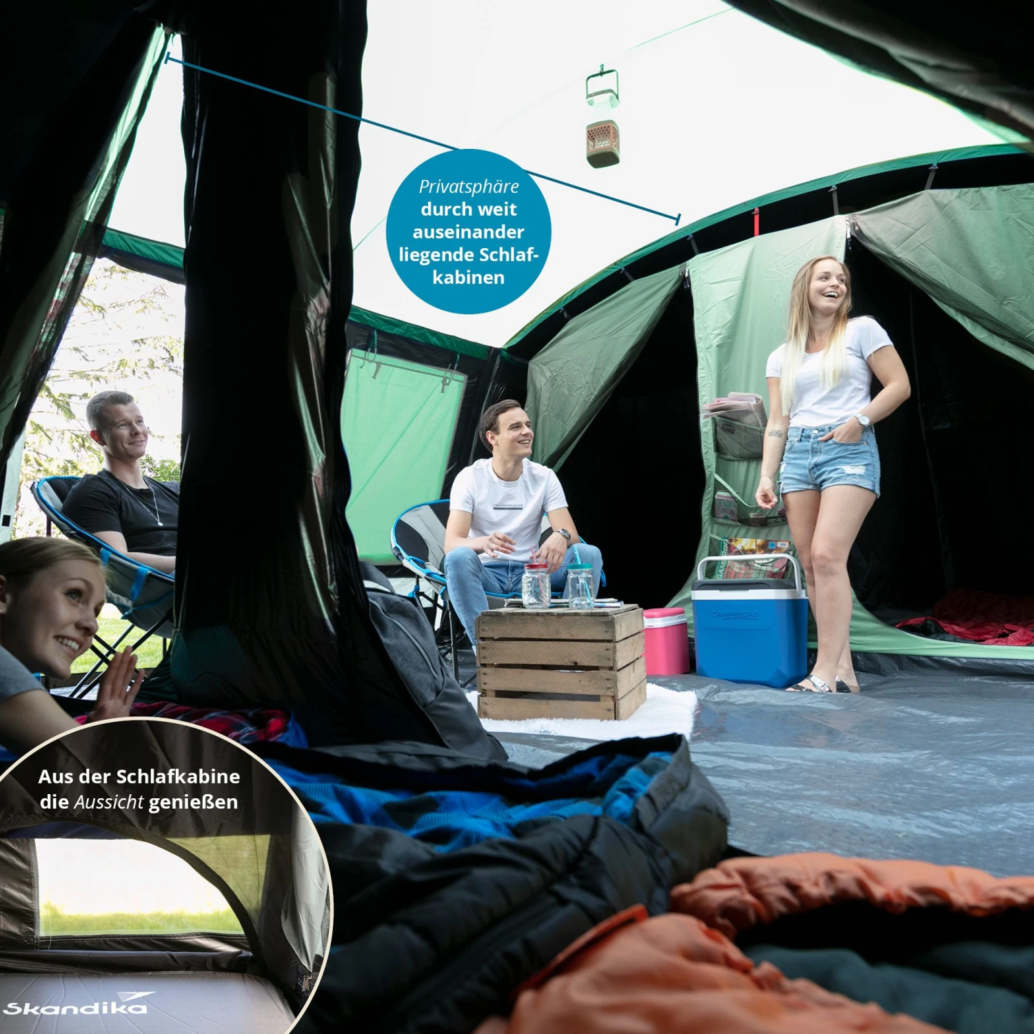 Skandika Montana 10 Sleeper Tunneltent - Green - Afbeelding 3