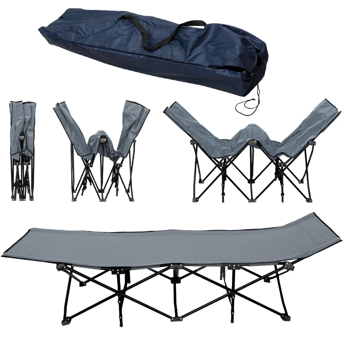 AMANKA 190 X 70 Camping Veldbed - Grey - Afbeelding 3