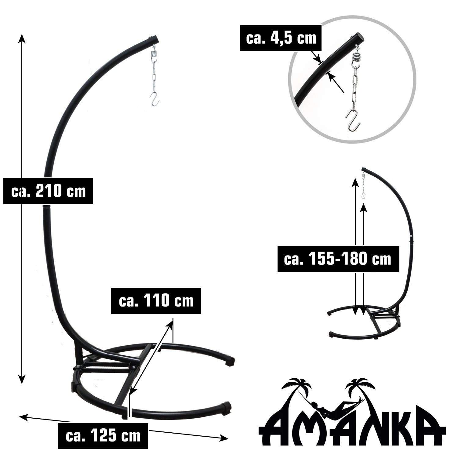 AMANKA Tot 150 Kg Buiten & Binnen Hangstoelframe - Afbeelding 6