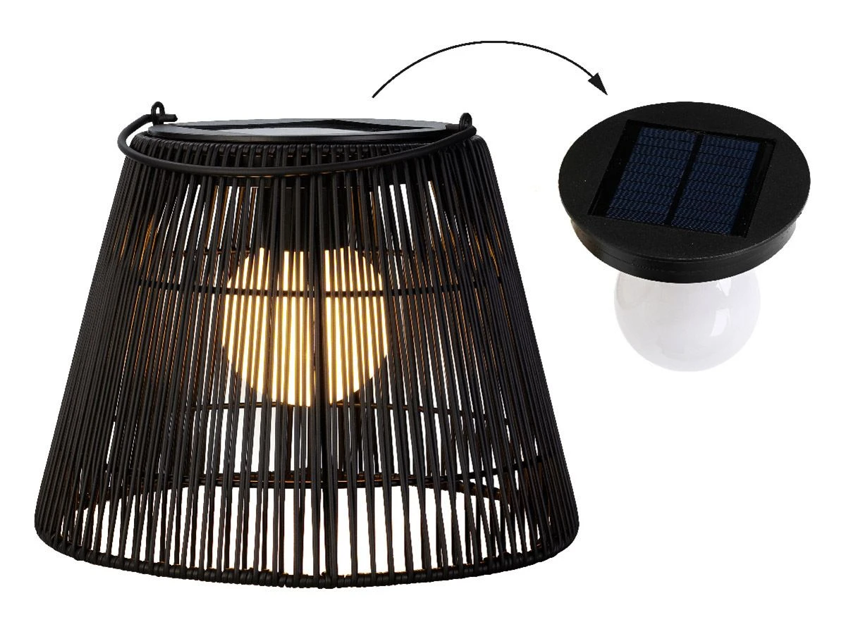 Lumineo Black Rieten Solar Lantaarn - Afbeelding 2