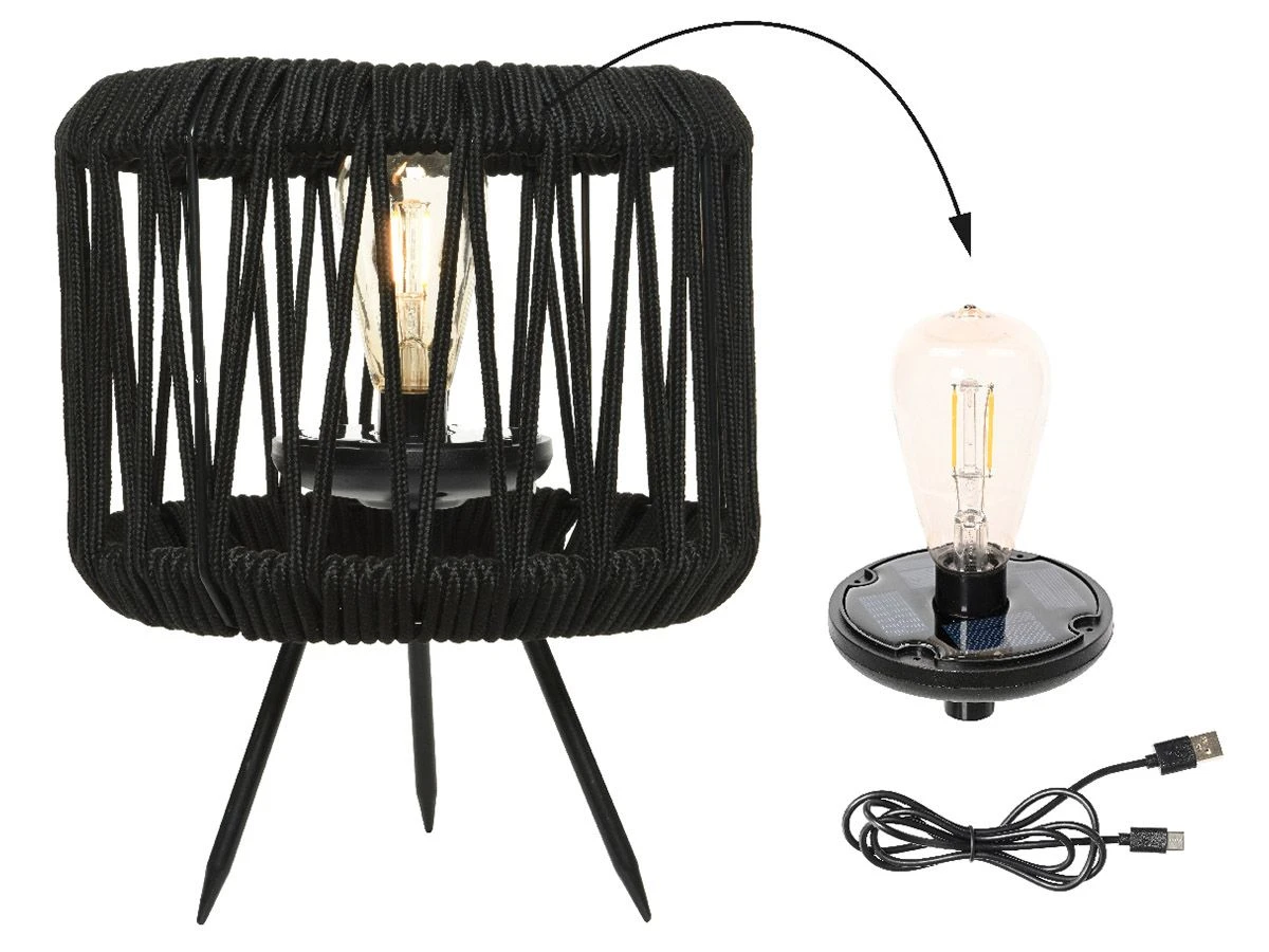 Lumineo Black Touw Solar Tafellamp - Afbeelding 2